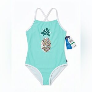 Nautica Kids Aqua Pineapple One-Piece Swimsuit